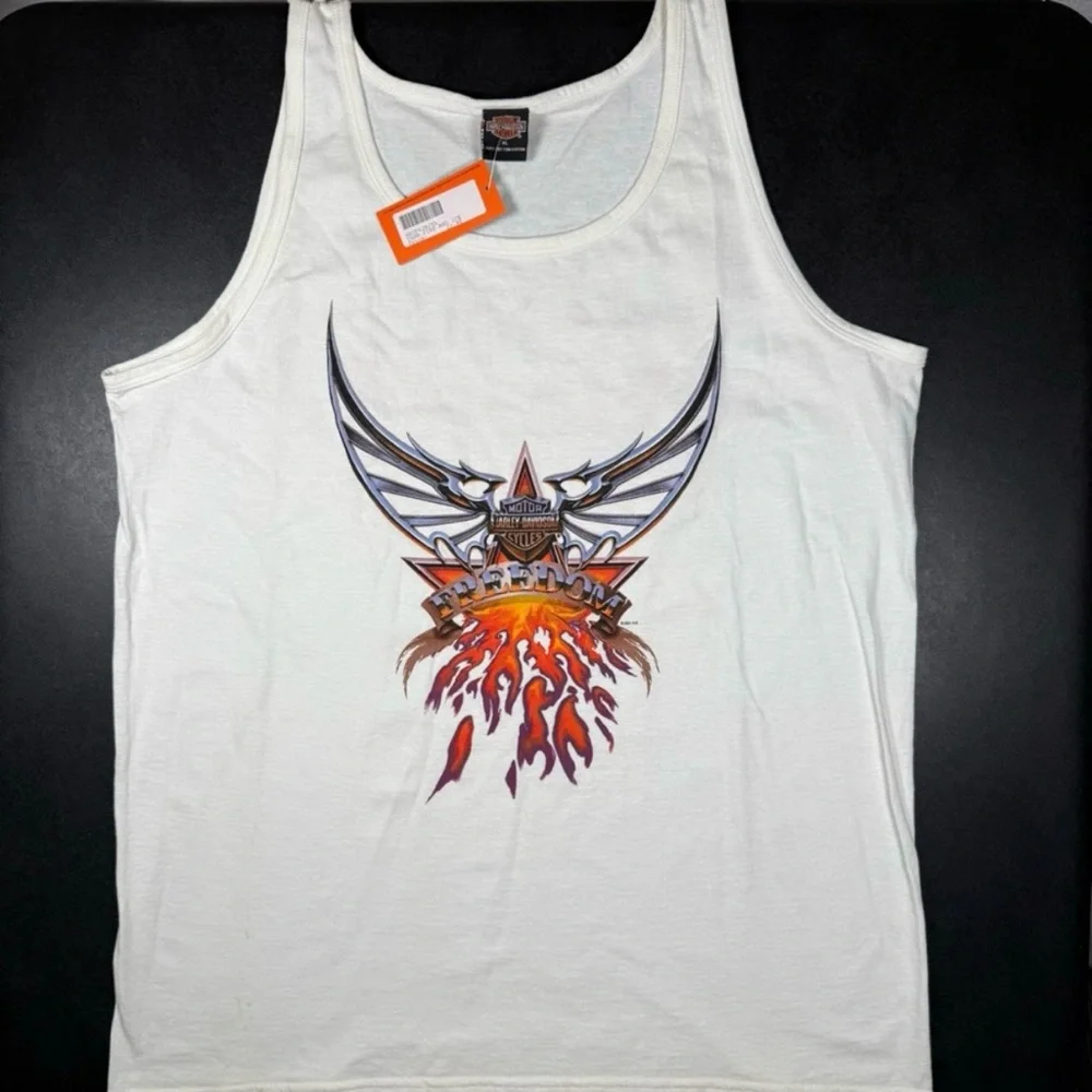 Lot of 2 - NWT Vintage Harley-Davidson Tank Top Biker Eagle USA Flag XL - Picture 9 of 15